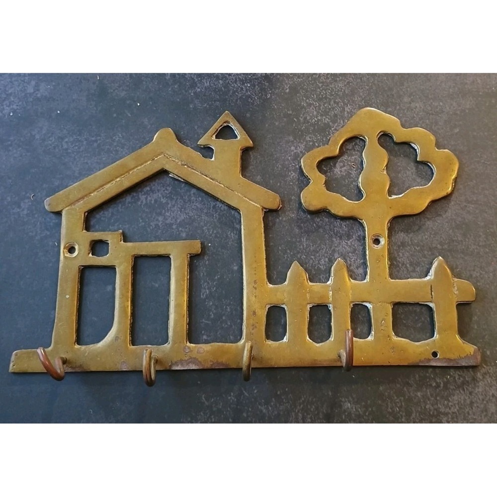 Vintage Brass Cottagecore Wall Key Hook House‎ Tree